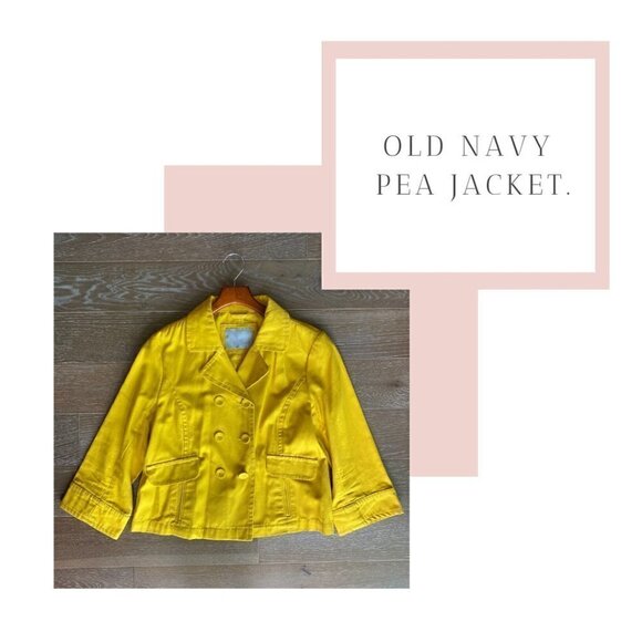 Old Navy Double Breast Pea Jacket | Yellow | L - Picture 3 of 8